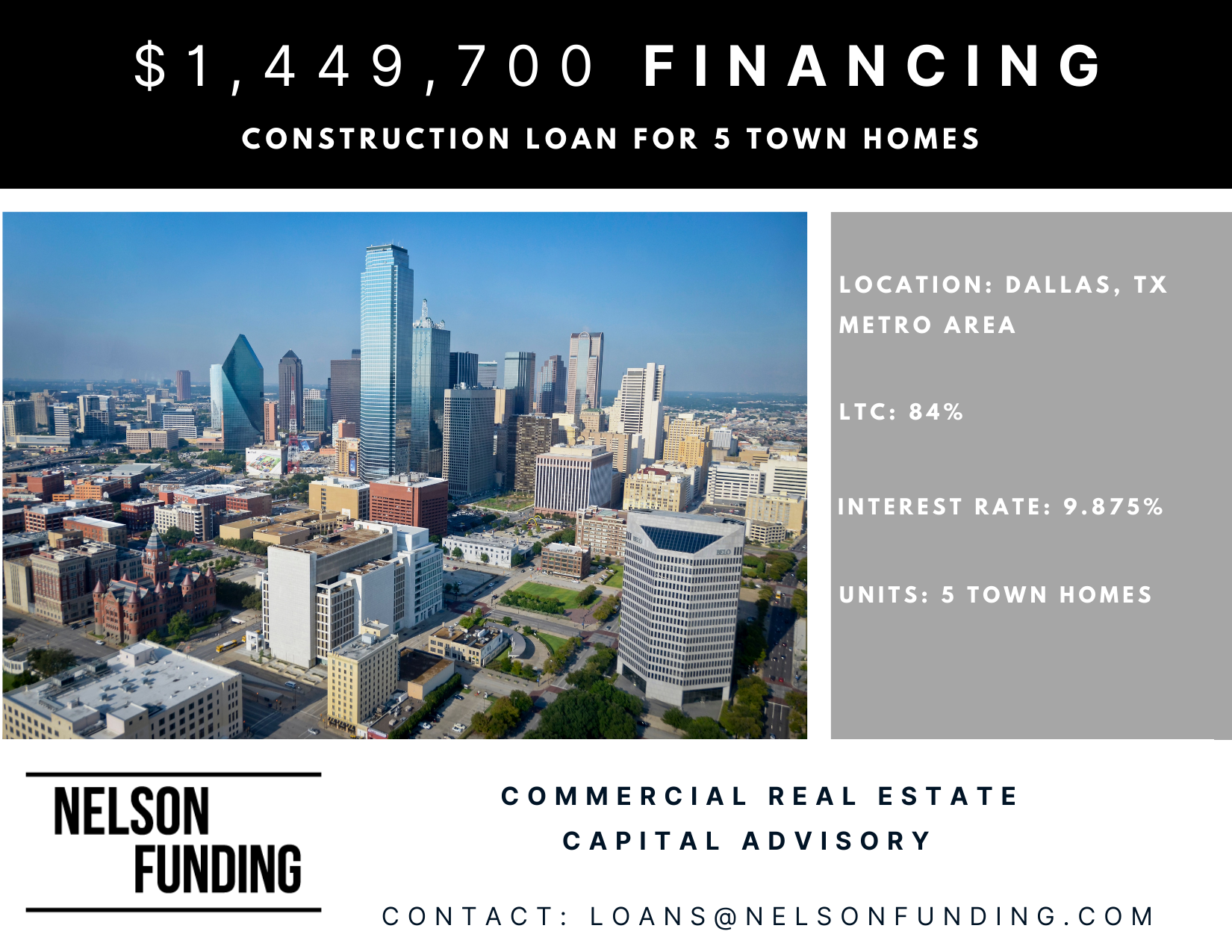 Nelson Funding Closes Dallas, TX Construction Loan