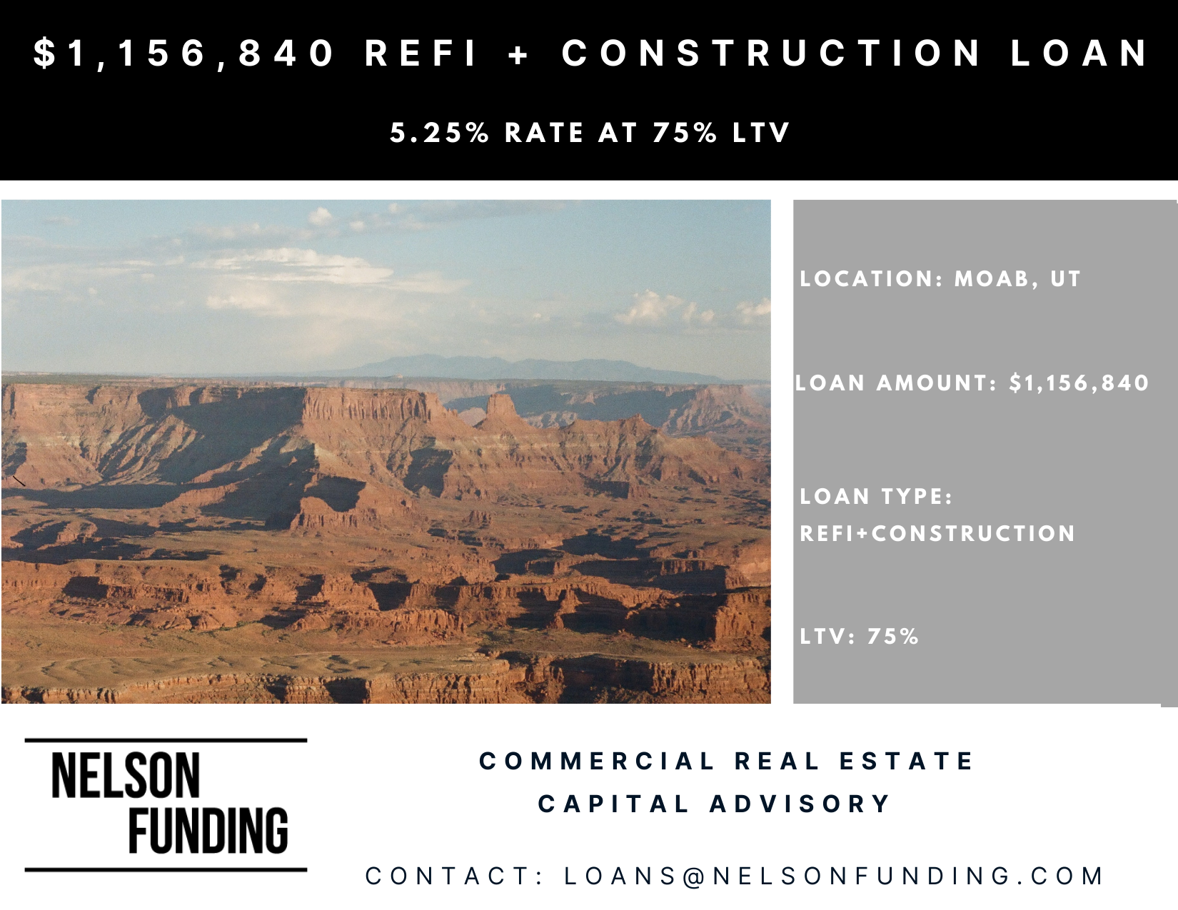 Closes Refinance and Construction Loan In Moab, UT