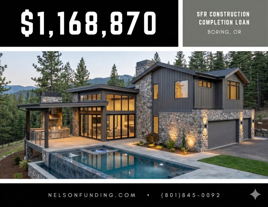 Nelson Funding Closes $1,168,871 Construction Loan for Luxury Spec Home in Boring, OR